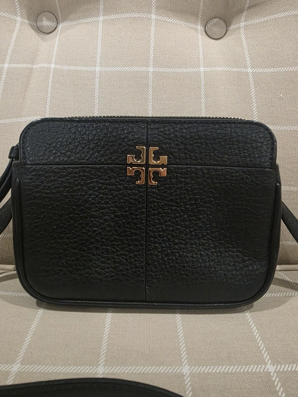 Tory Burch Black Pebbled Leather Crossbody Bag - Like NEW
